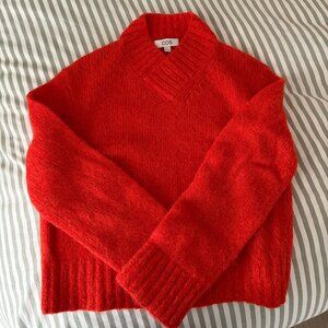 Orange Mohair COS v neck wool sweater